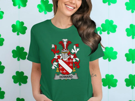 Howard Family Crest Design on Green T Shirt product type