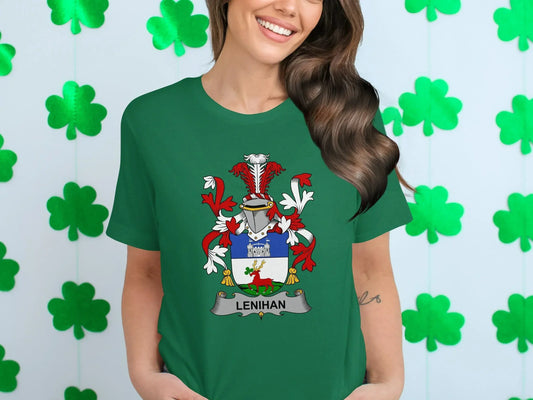Family Crest Name Design on Green T-Shirt product type