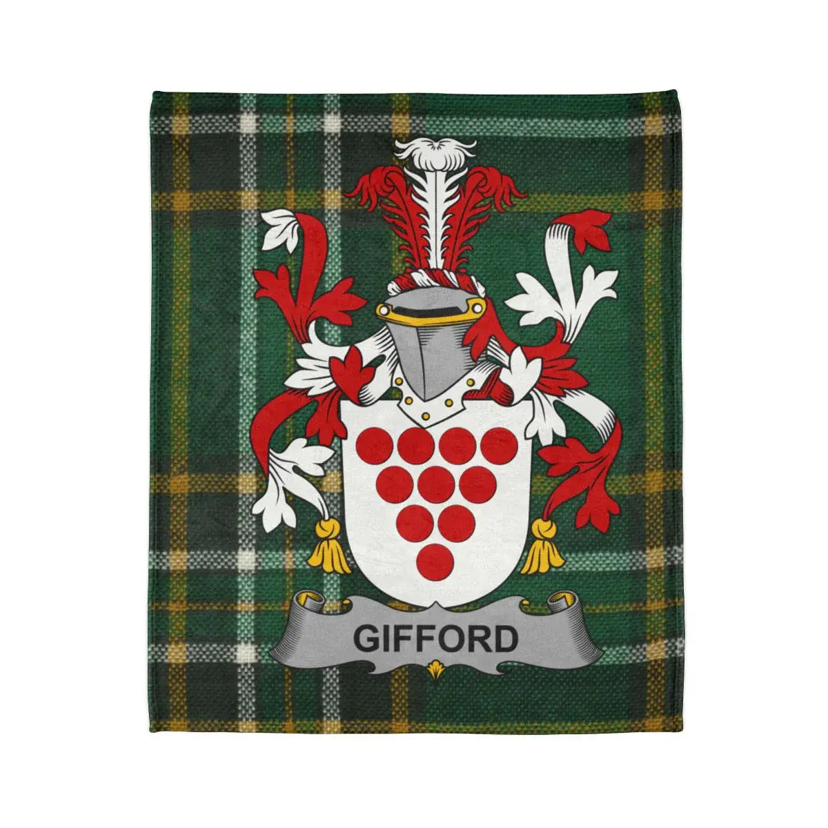 Gifford Family Crest on Tartan Background Fleece Blanket product
