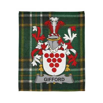 Gifford Family Crest on Tartan Background Fleece Blanket product