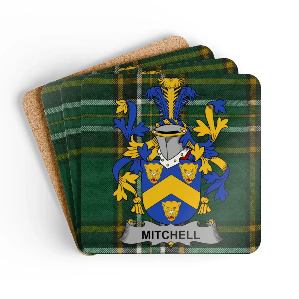 Mitchell Tartan Plaid Family Crest Coasters product type