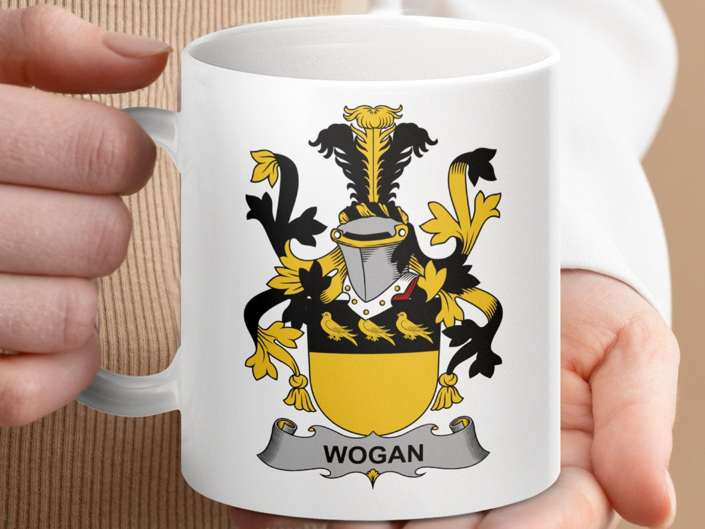 Wogan Family Crest Heraldic Shield Mug - Celtic Ancestry Gifts