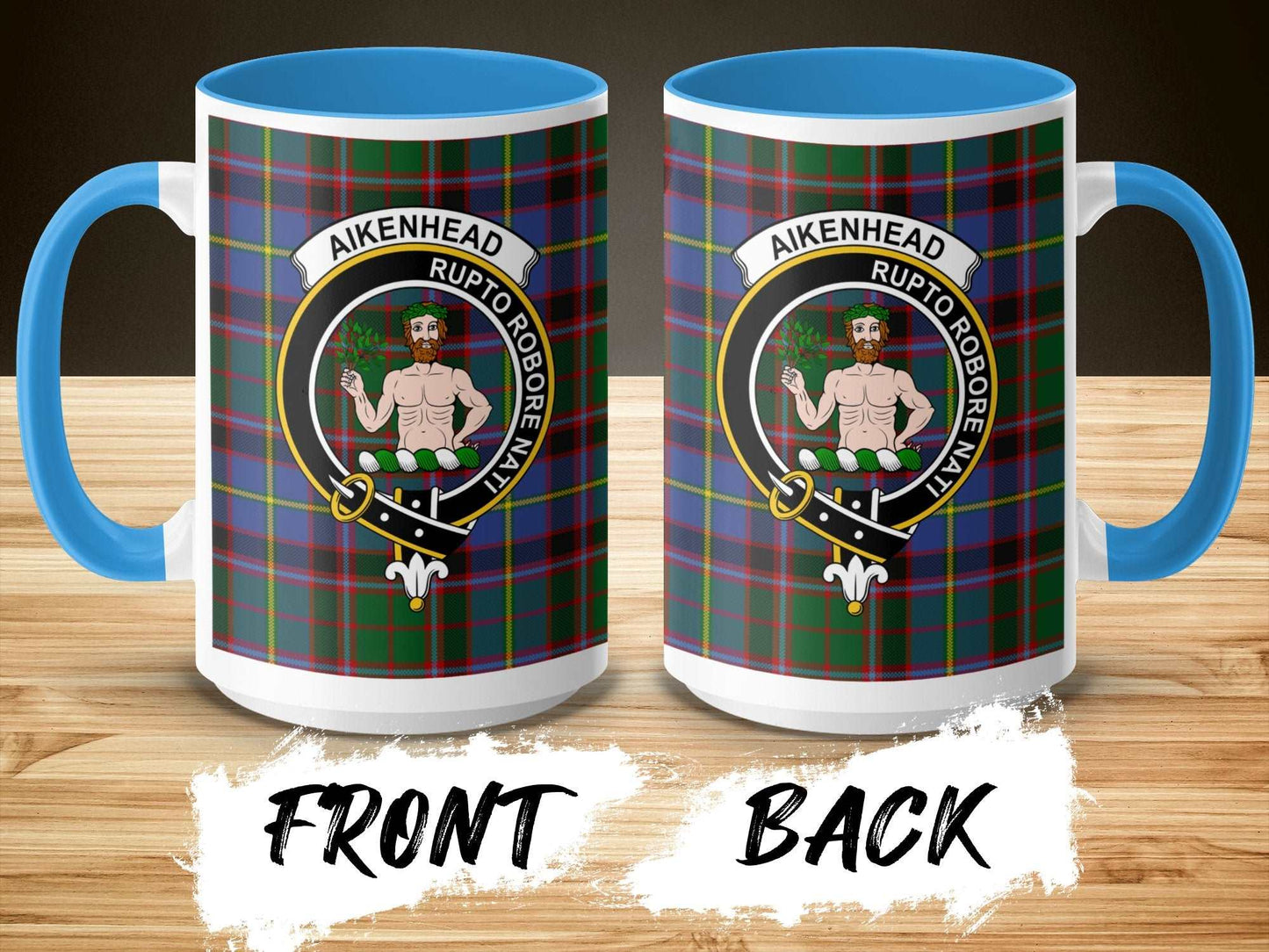 Aikenhead Clan Crest Tartan Pattern Coffee Mug - Living Stone Gifts