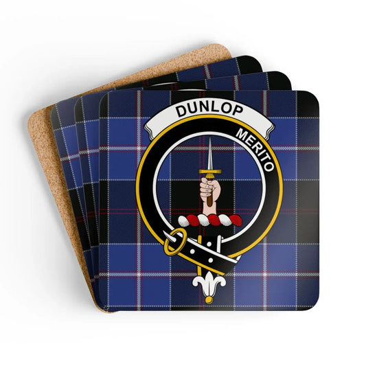 Dunlop Merito Crest with Blue Plaid Square Coasters product type