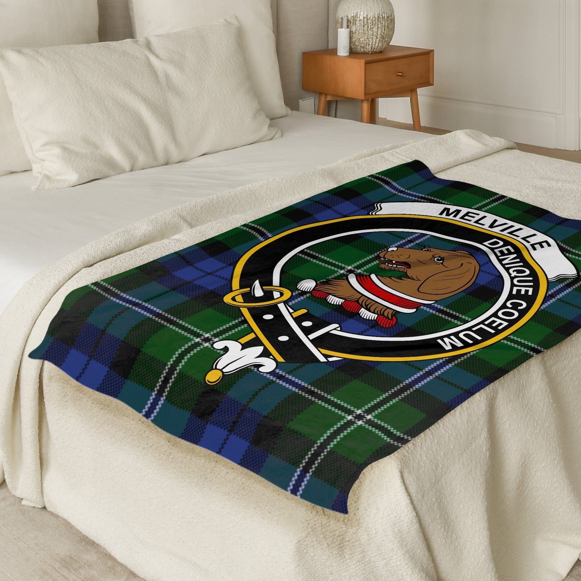 Scottish Clan Melville Tartan Throw Blanket - Living Stone Gifts