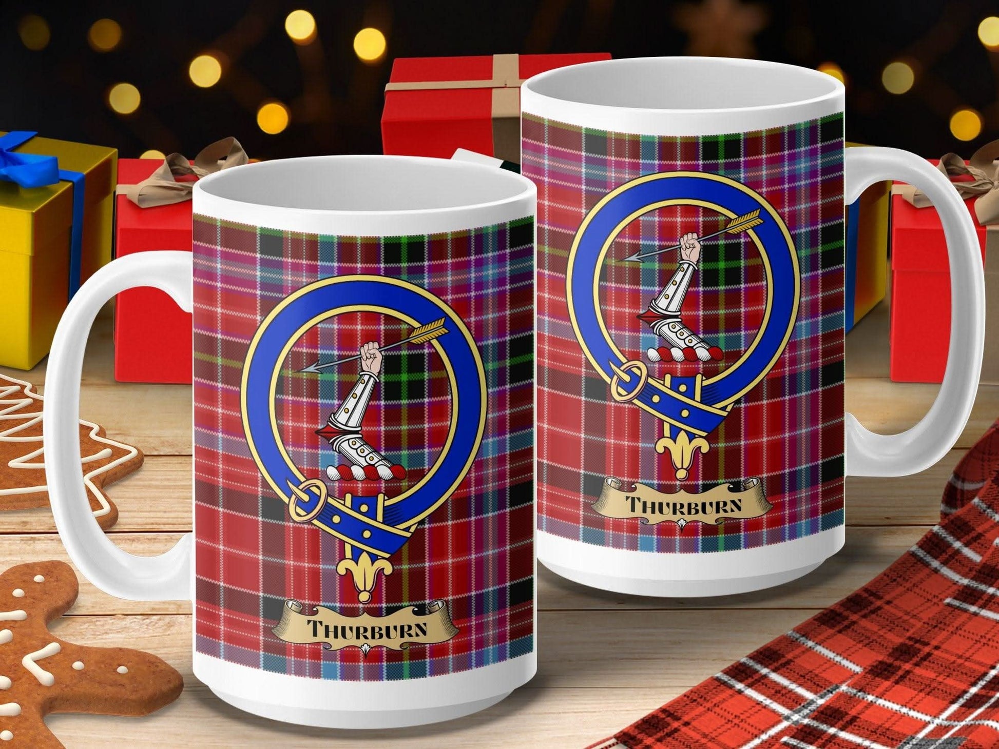 Colorful Festive Plaid Patterned Ceramic Mug Product