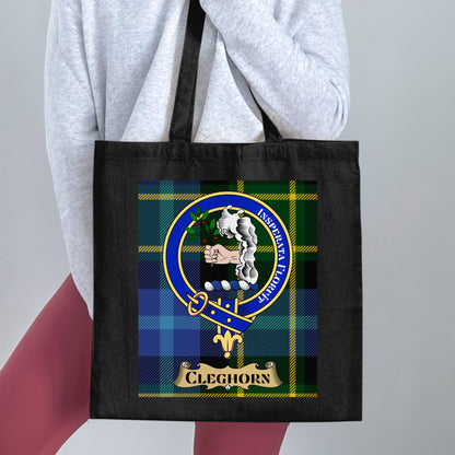 Cleghorn Clan Crest on Scottish Tartan Tote Bag - Living Stone Gifts