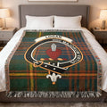 Logan clan tartan woven blanket — 100% cotton with Hoc Majorum Virtus clan crest design