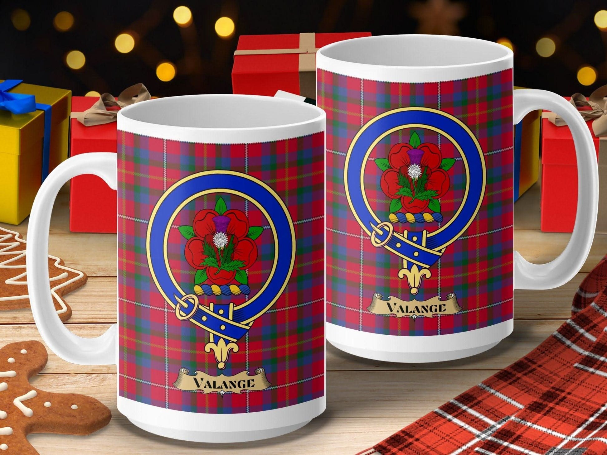 Vibrant Red Plaid Design Ceramic Coffee Mug Product