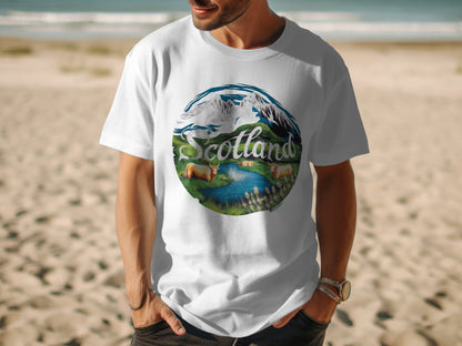 Scenic Scottish Highland Landscape Artwork T-Shirt - Living Stone Gifts