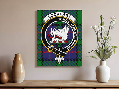 Lockhart Clan Crest Tartan Design Canvas - Celtic Ancestry Gifts