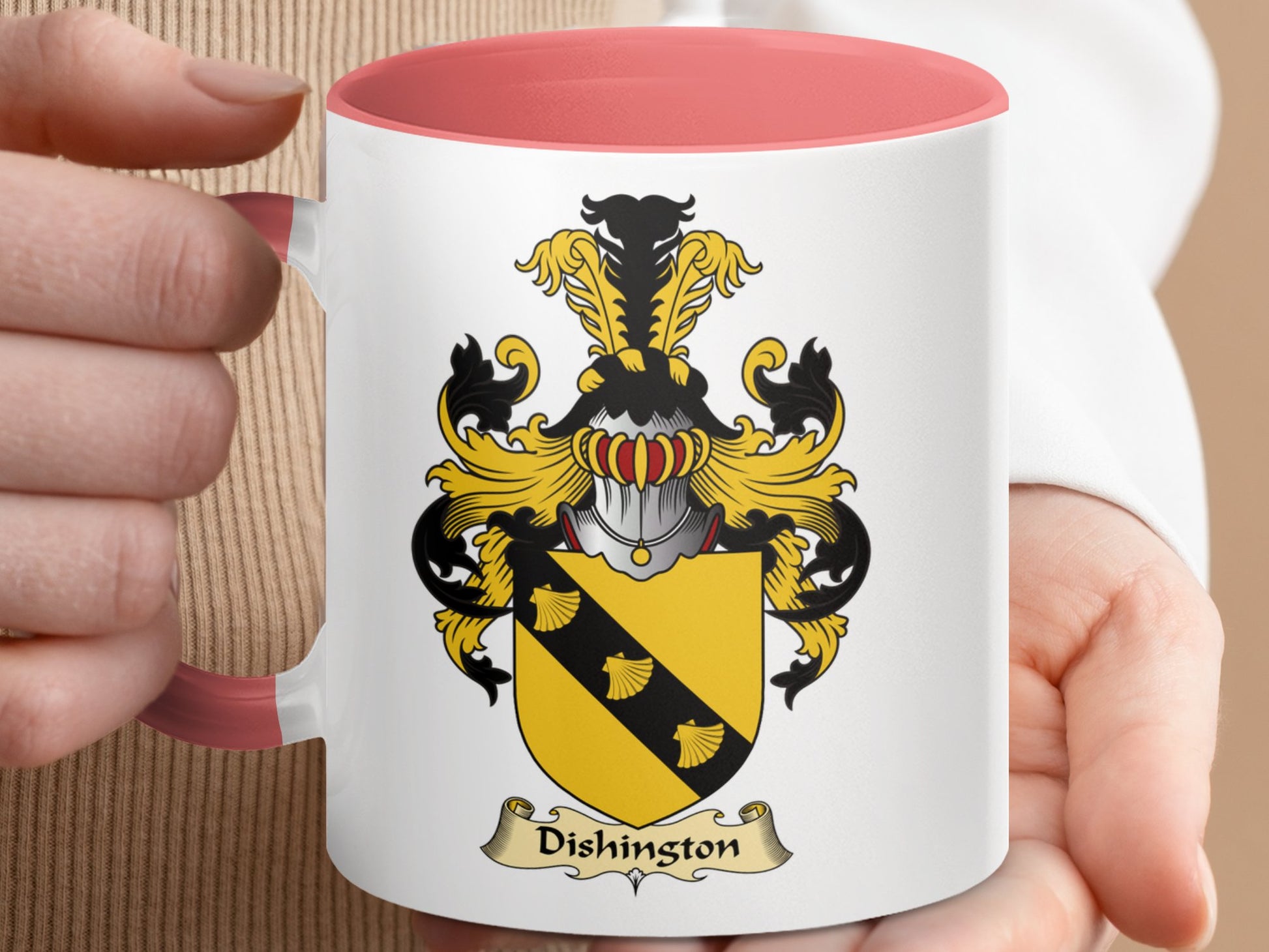 Clan Dishington Scottish Coat of Arms Accent Coffee Mug - Living Stone Gifts