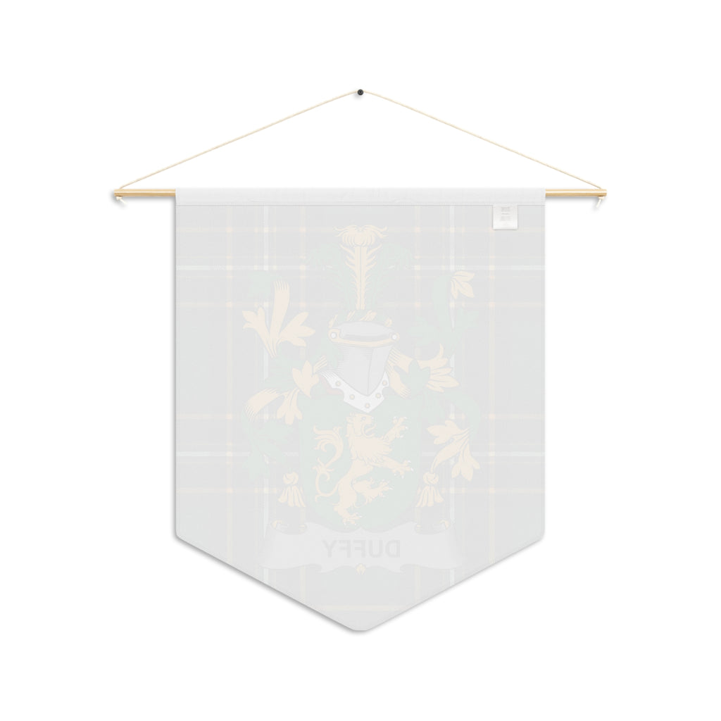 Pennant with a tartan background and a lion crest, text reads DUFFY.