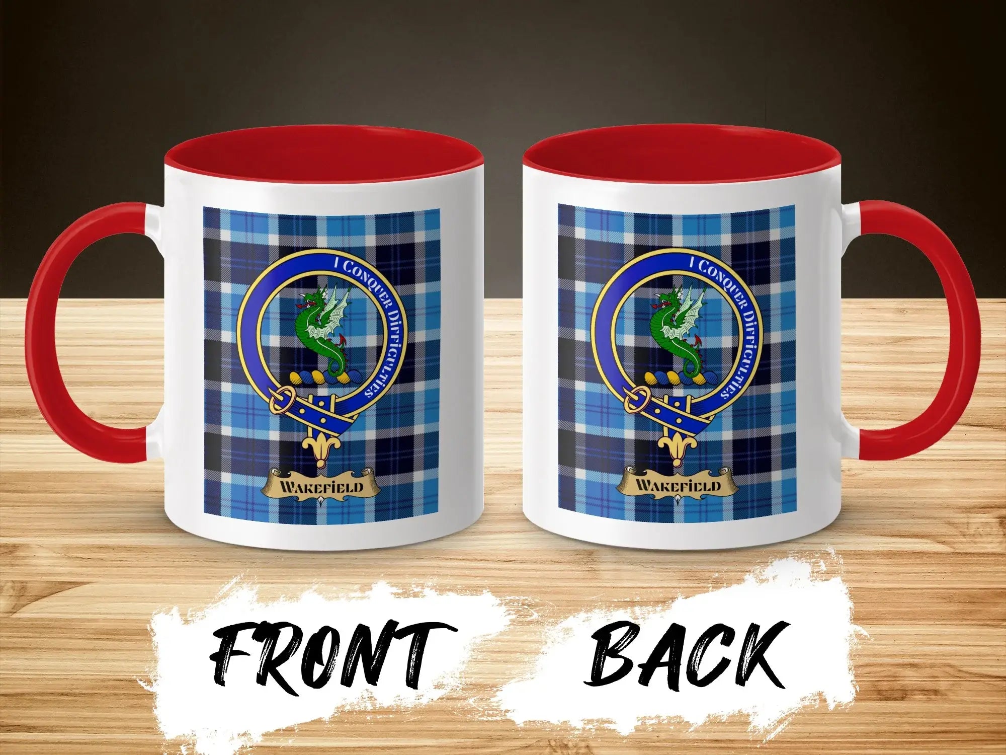 Wakefield Clan Crest Red and Blue Tartan Coffee Mug