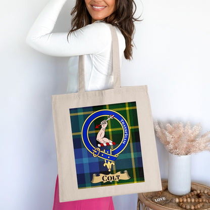 Colt Clan Crest Tartan Pattern Scottish Tote Bag - Living Stone Gifts