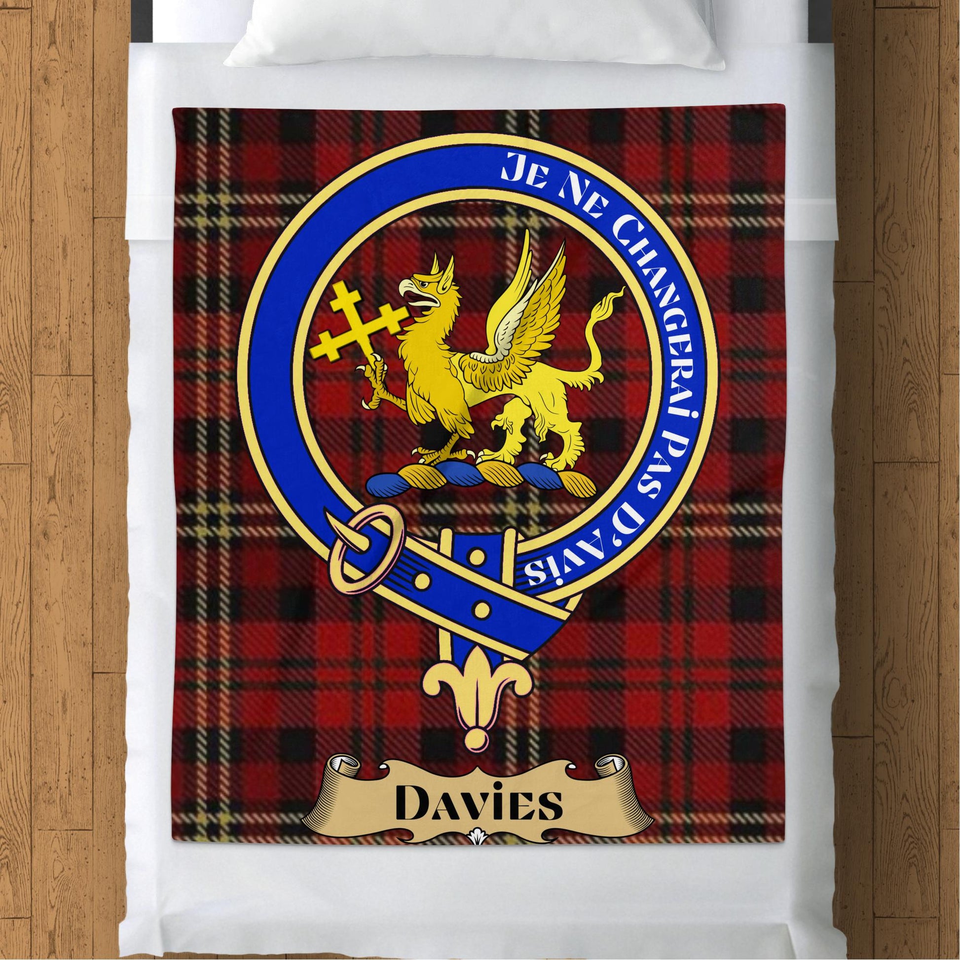 Scottish Clan Davies Crest Tartan Blanket - Living Stone Gifts