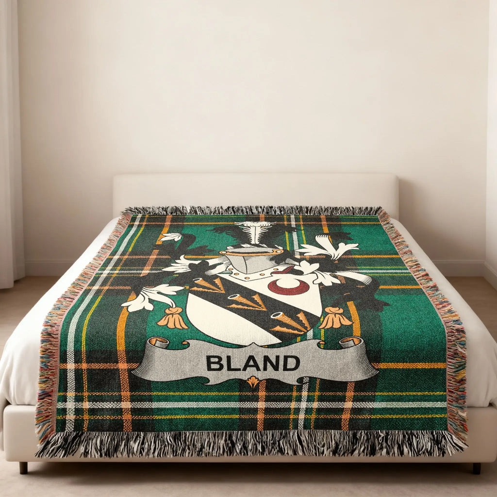 BLAND Family Crest Tartan Green Checkered Blanket product type