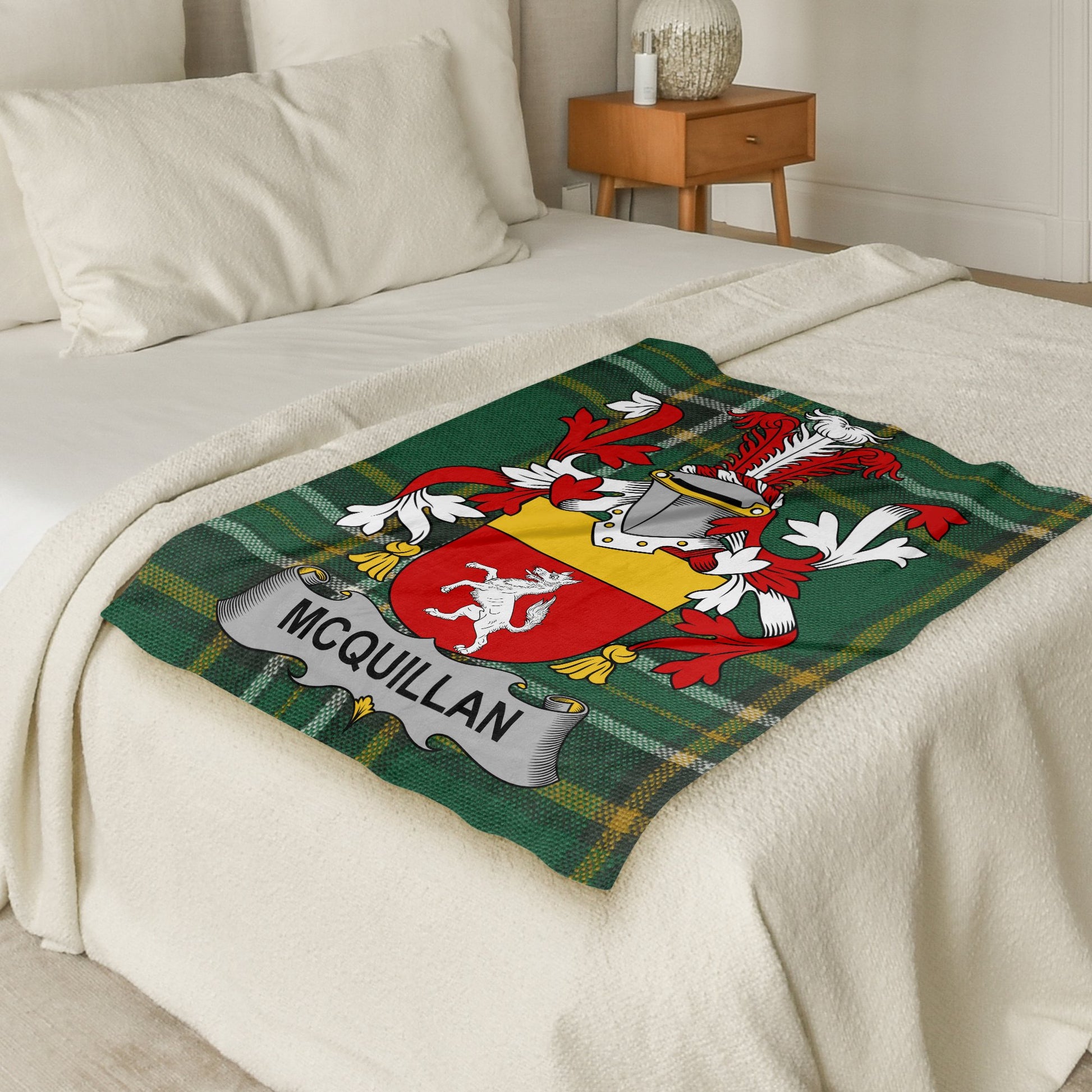 McQuillan Surname Irish Tartan Throw Blanket - Living Stone Gifts