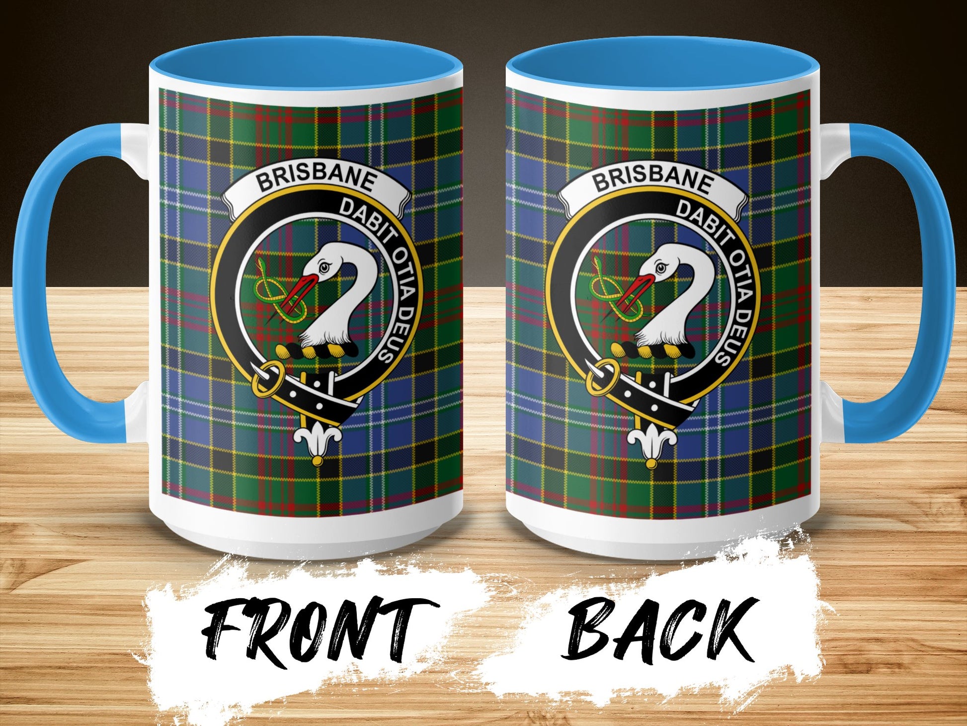 Traditional Brisbane Clan Crest Plaid Design Mug - Living Stone Gifts