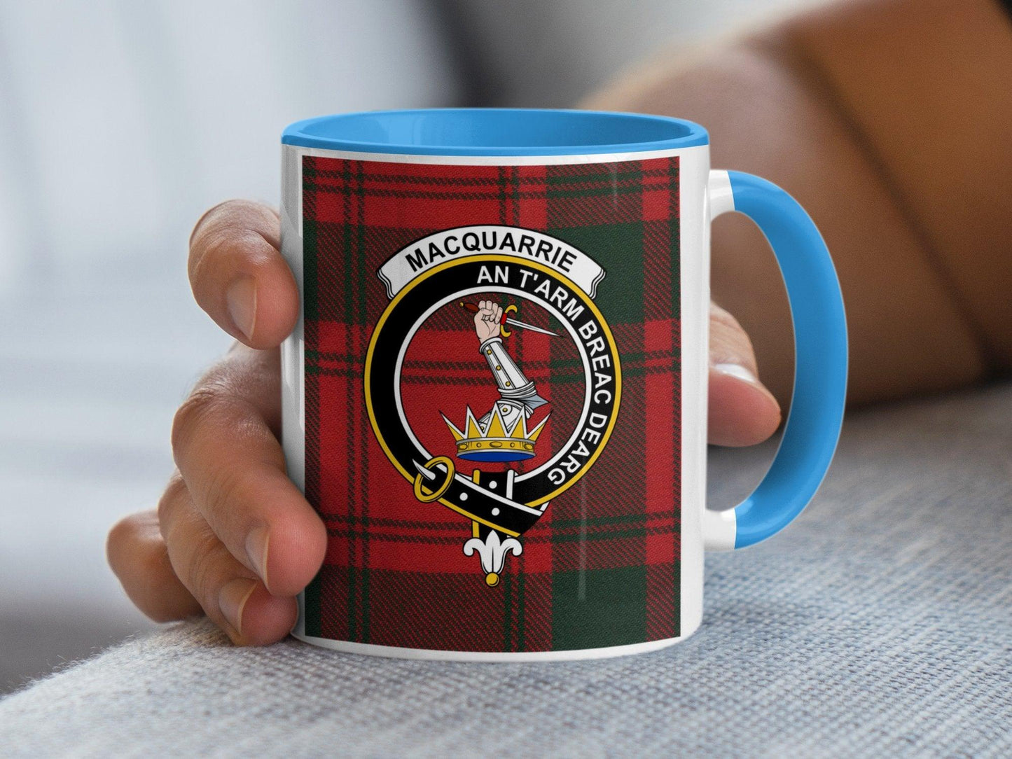 MacQuarrie Clan Tartan Crest Scottish Souvenir Mug - Living Stone Gifts