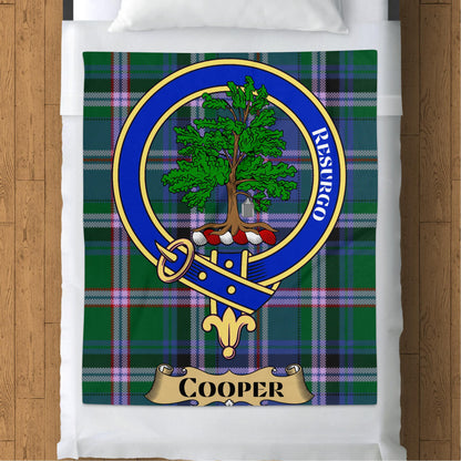 Scottish Clan Cooper Crest Tartan Throw Blanket - Living Stone Gifts