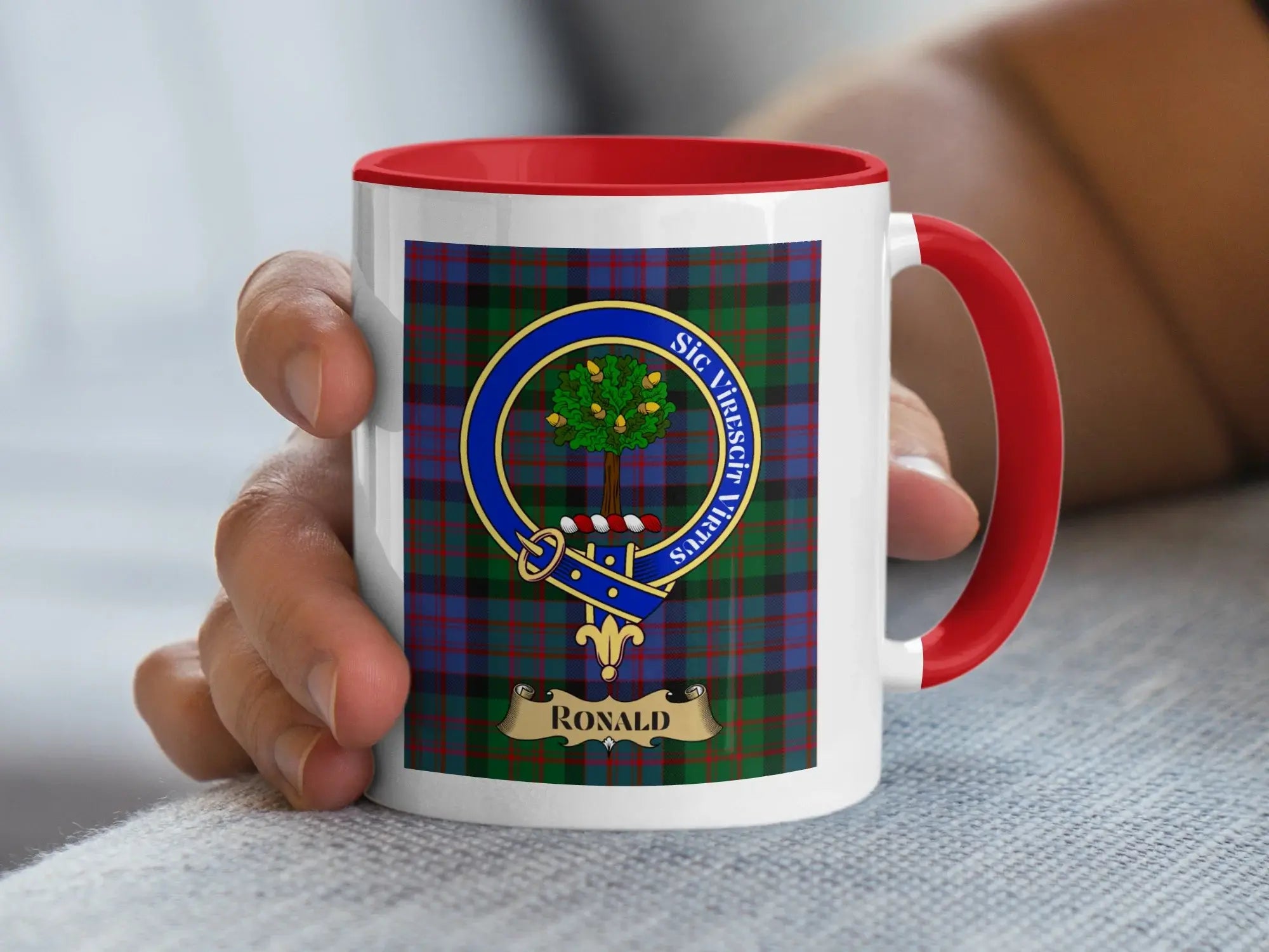 Personalised Ronald Tartan Clan Crest Mug