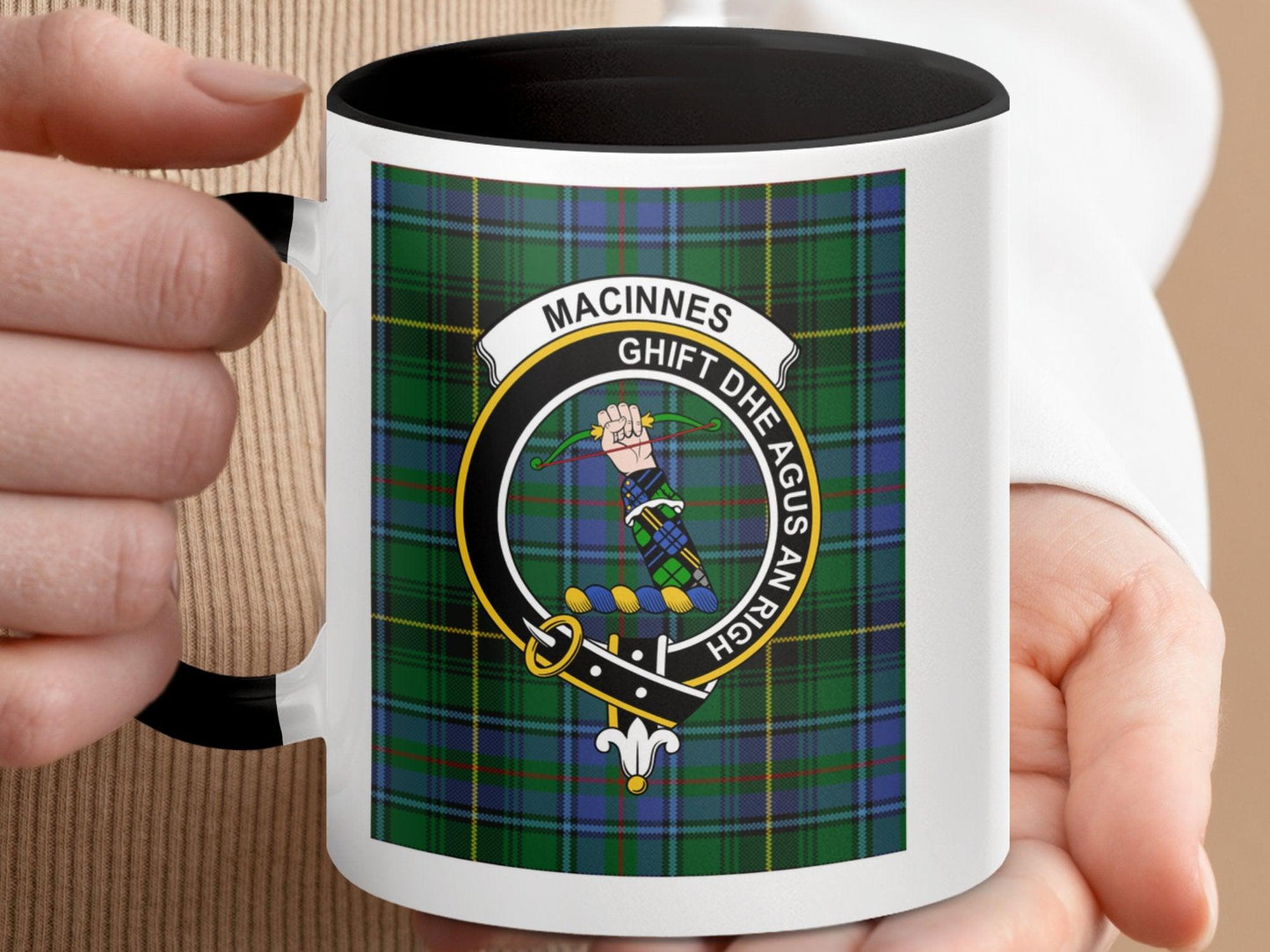 MacInnes Scottish Clan Tartan Plaid Badge Logo Mug - Living Stone Gifts