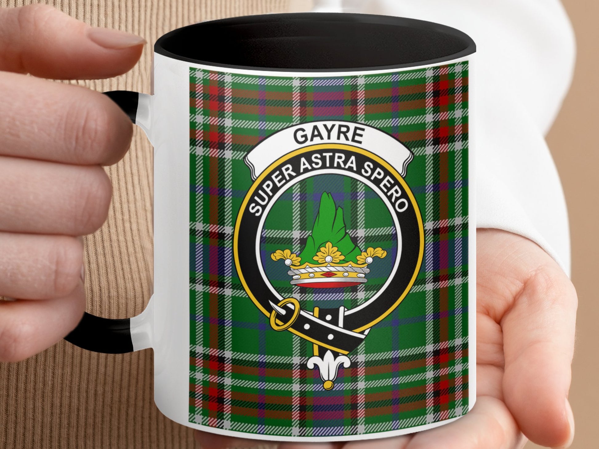 Clan Gayre Super Astra Spero Scottish Tartan Mug - Living Stone Gifts