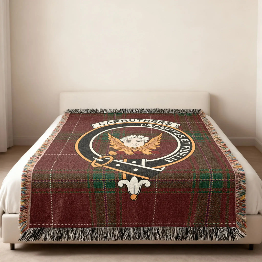 Carruthers Clan Crest Throw Blanket with Fringe Edges