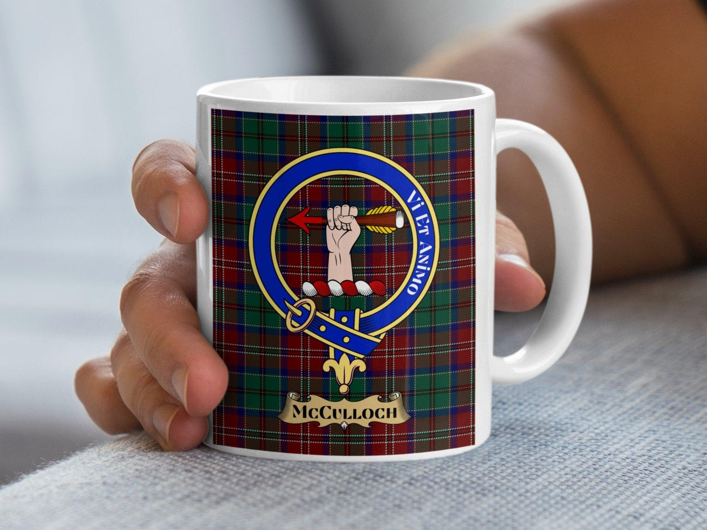 McCulloch Clan Family Crest Tartan Design Coffee Mug - Living Stone Gifts