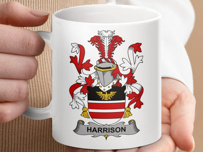Harrision Surname Irish Family Crest Mug - Celtic Ancestry Gifts