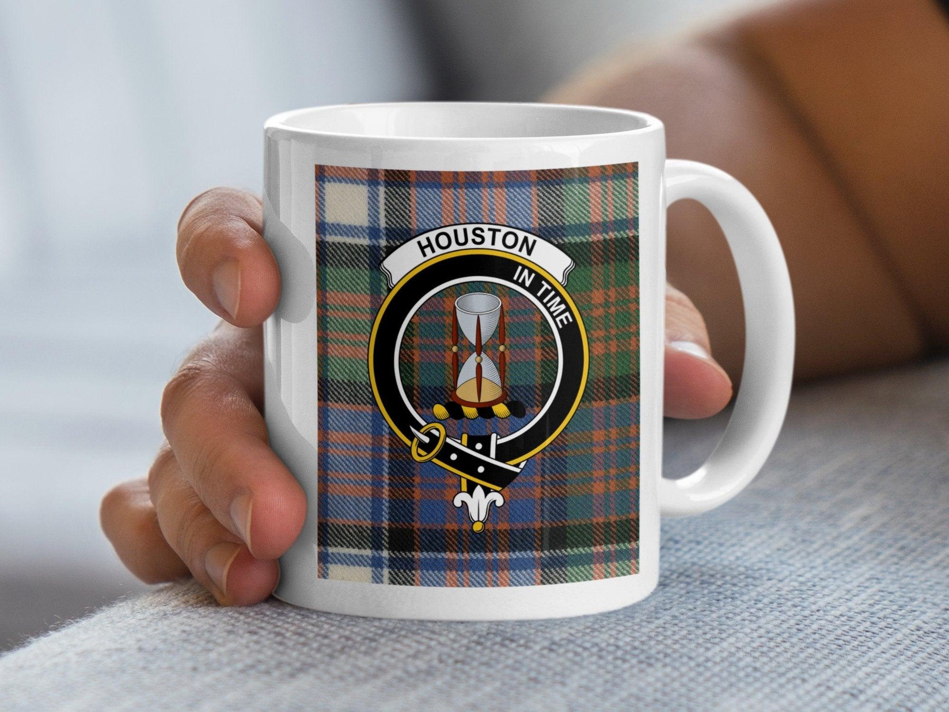 Houston In Time Crest Plaid Tartan Clan Scottish Mug - Living Stone Gifts