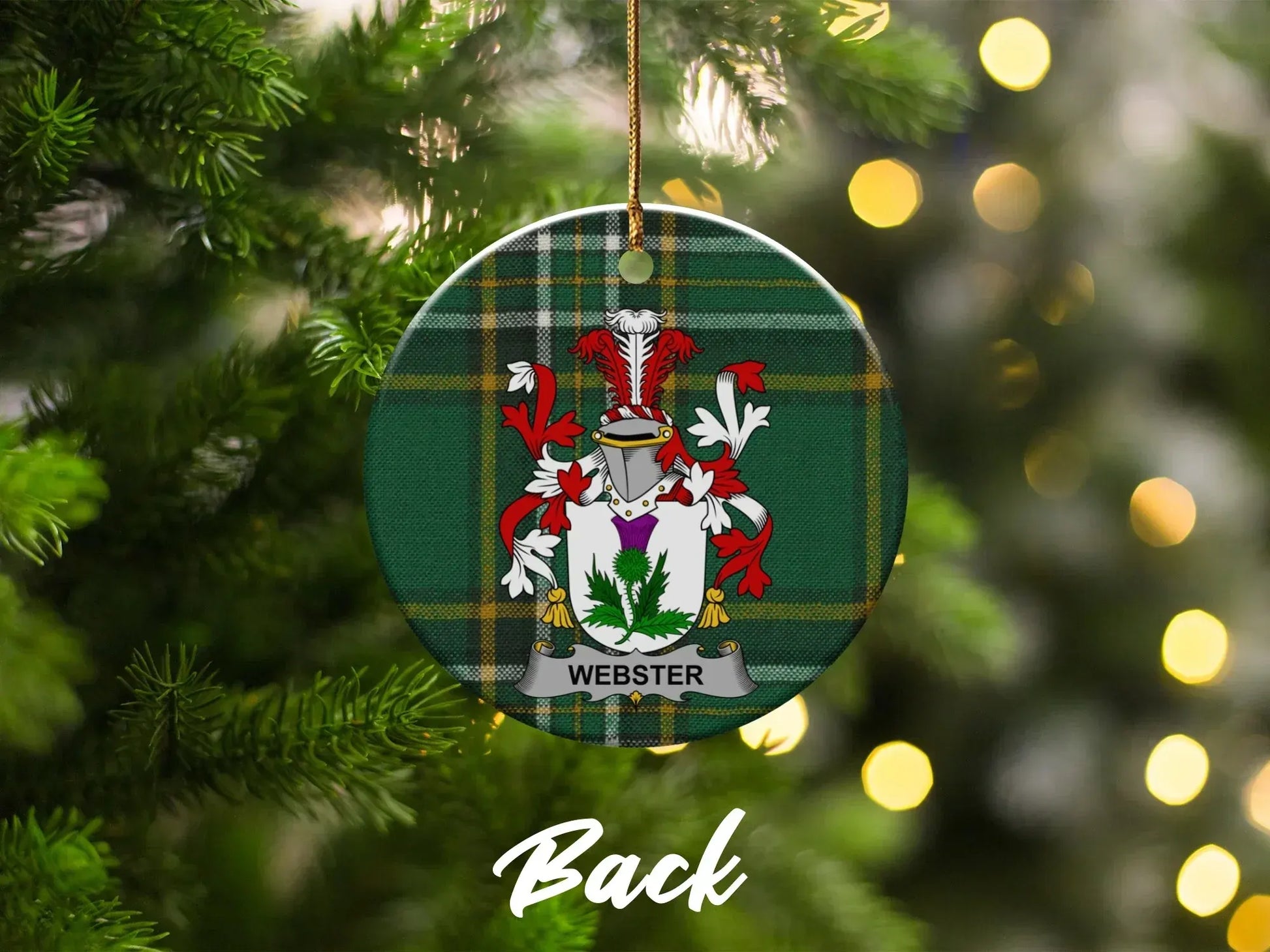 Custom Coat of Arms Family Crest Plaid Ornament product