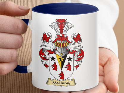 Machinroy Family Crest Features Red and Gold Mug - Living Stone Gifts