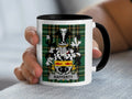 Rafferty Irish family crest black accent mug on Irish National Tartan