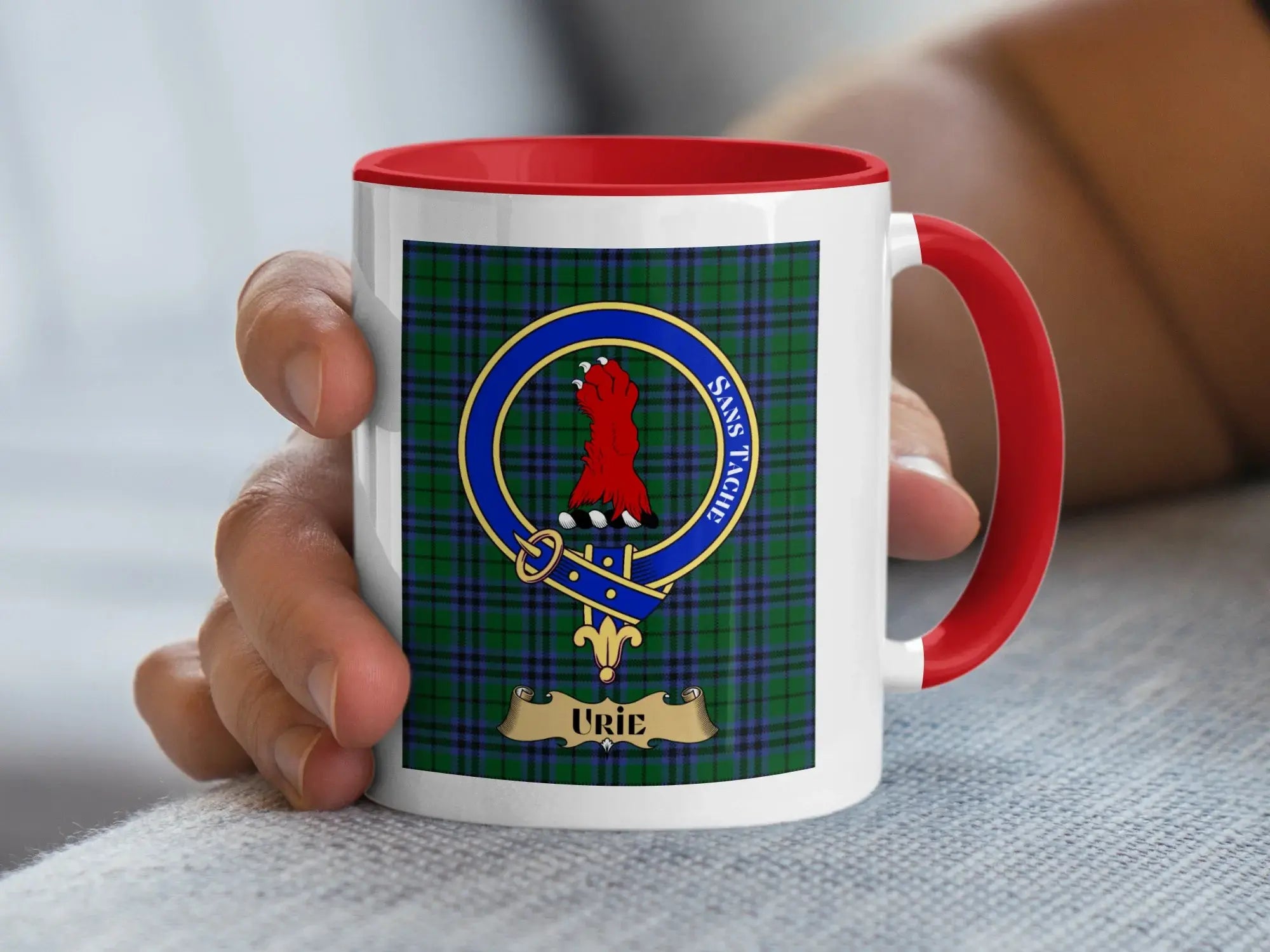 Urie family crest ceramic mug for everyday coffee and tea