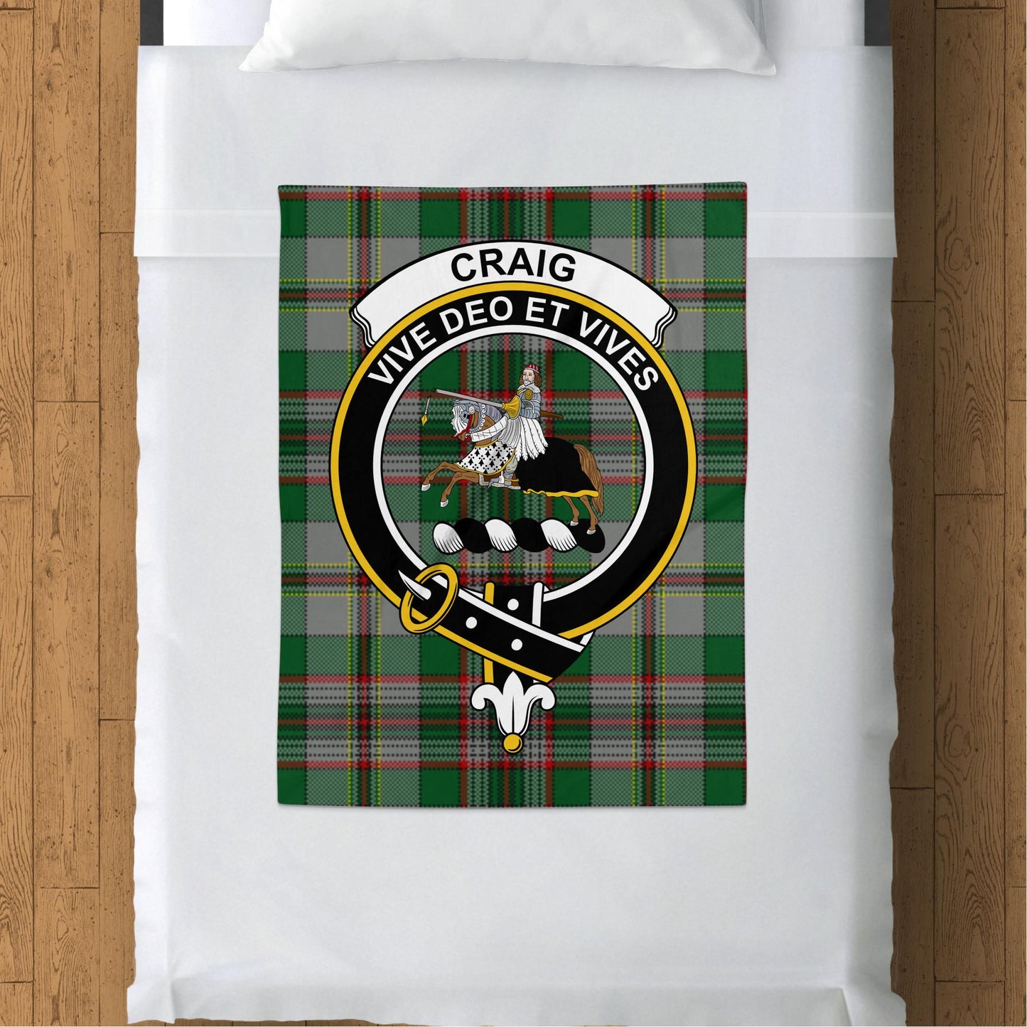 Craig Clan Crest Scottish Tartan Throw Blanket - Living Stone Gifts