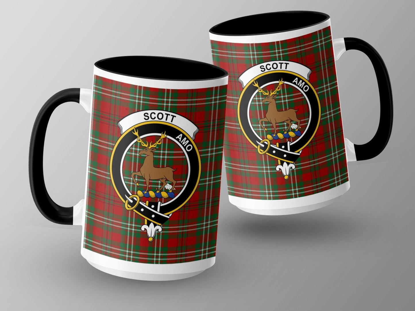 Scott Clan Tartan Crest Stag And Belt Design Mug - Living Stone Gifts