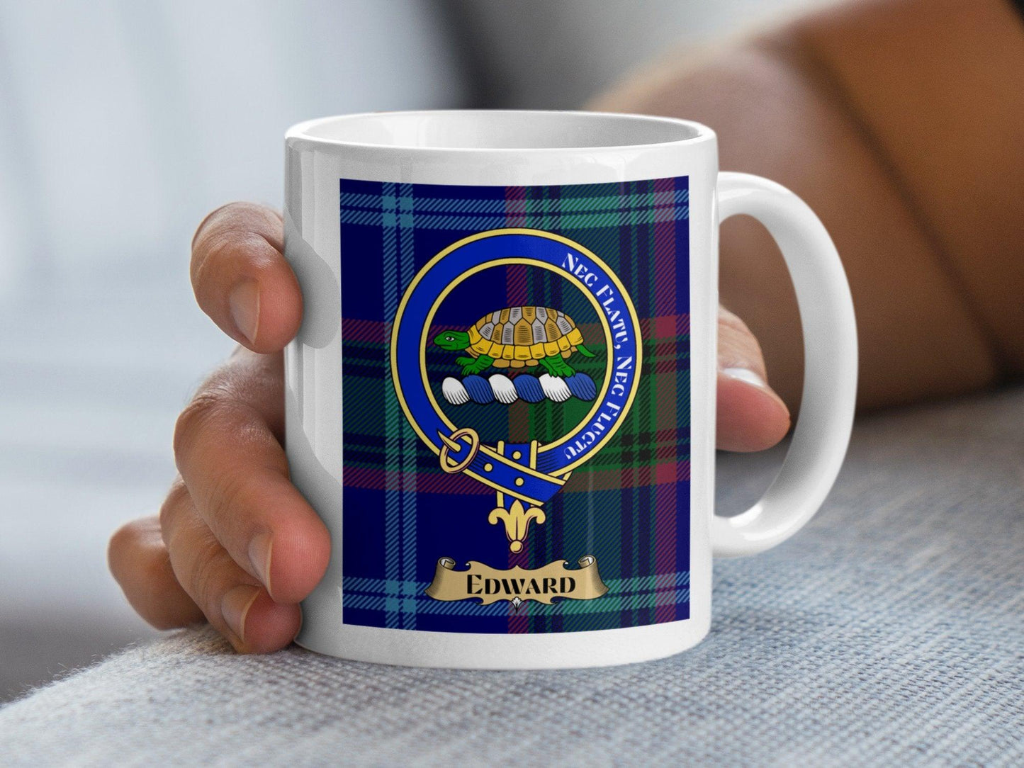 Attractive Edward Clan Crest Plaid Tartan Scottish Mug - Living Stone Gifts