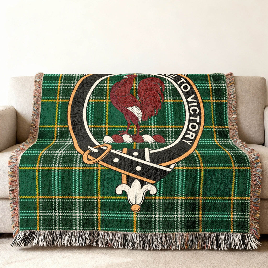 Tartan Plaid Throw Blanket with Rooster Crest Design