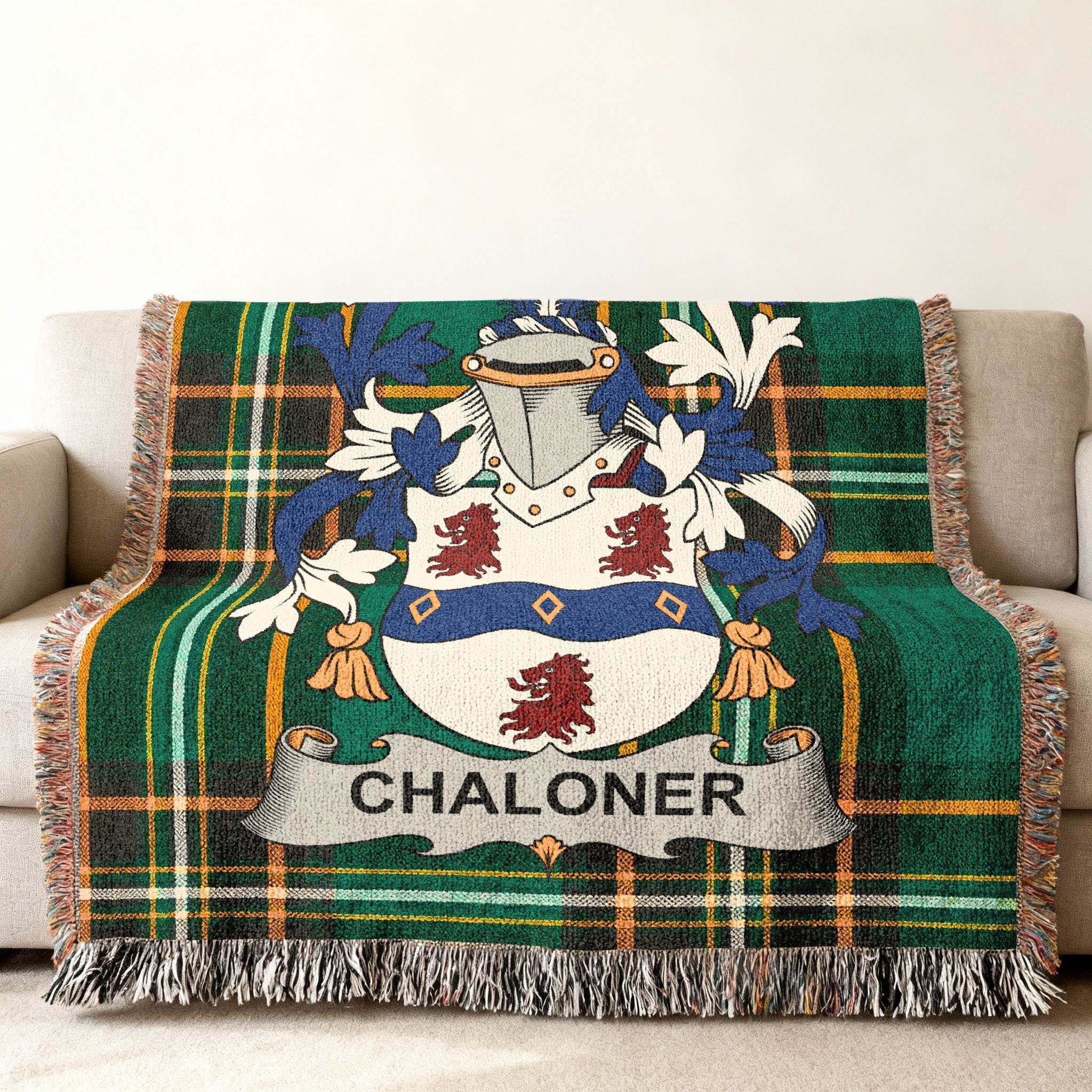 Chaloner Family Crest Green Tartan Fringe product type