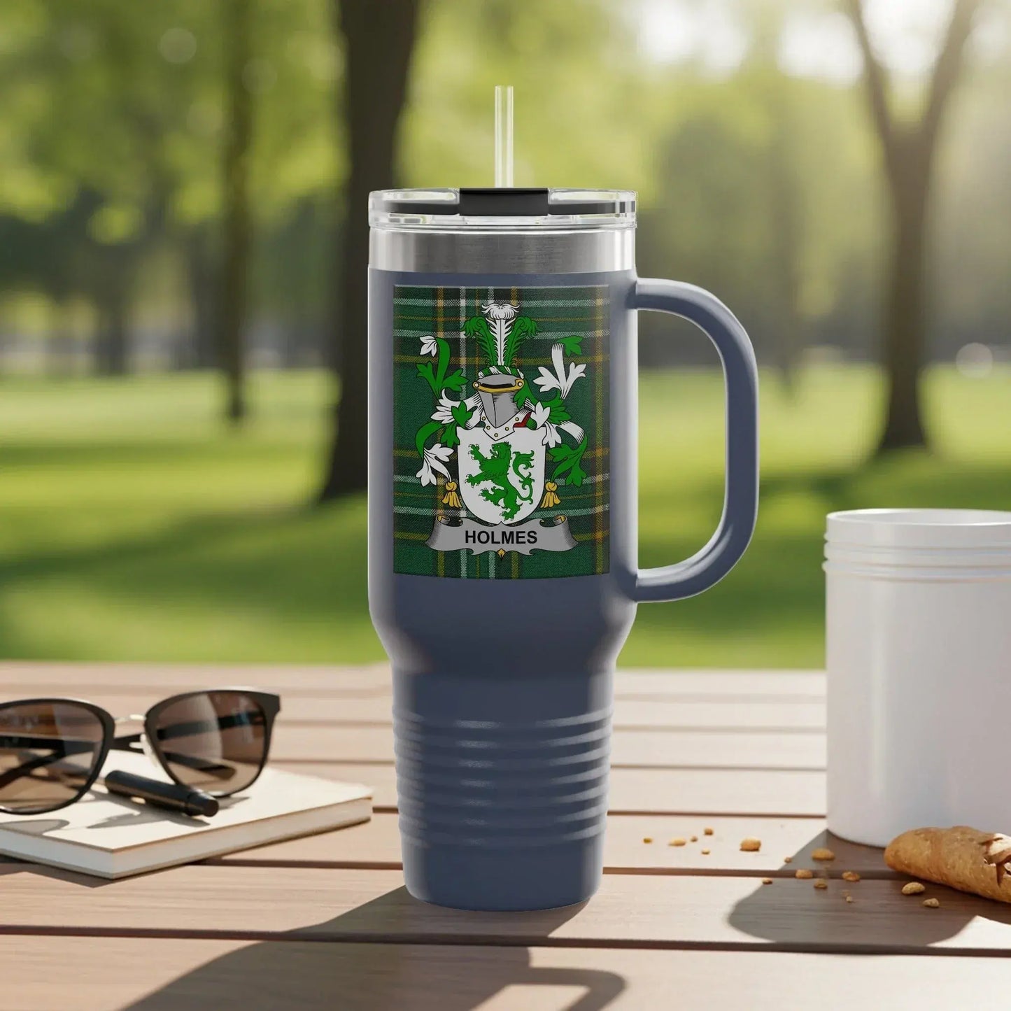 Personalized Holmes Family Crest Tumbler Travel Mug product type