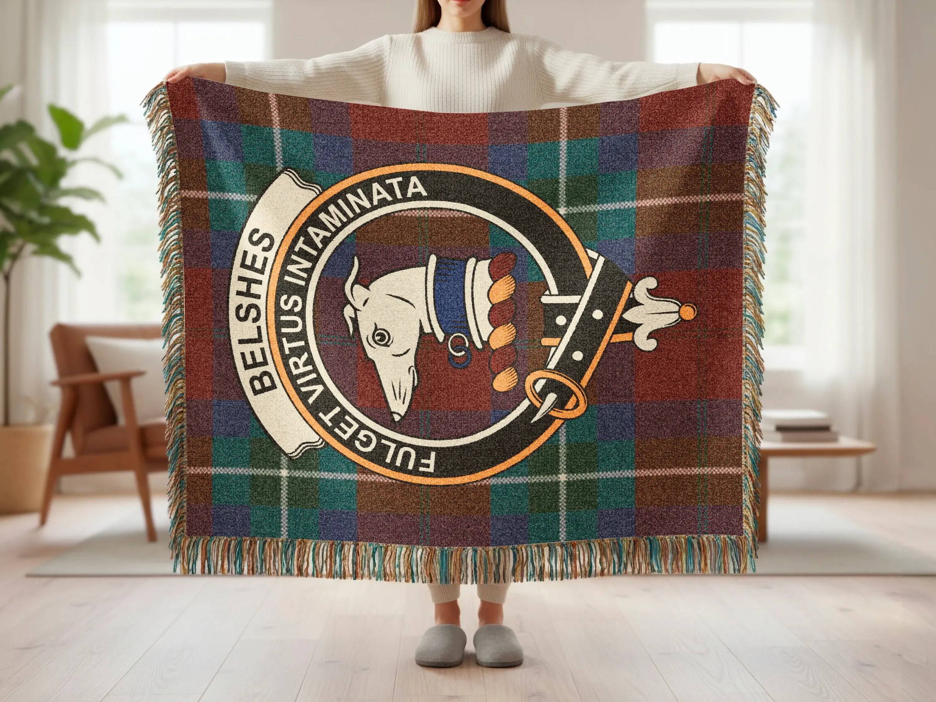 Belshe Virtus Intaminata Custom Family Crest Blanket