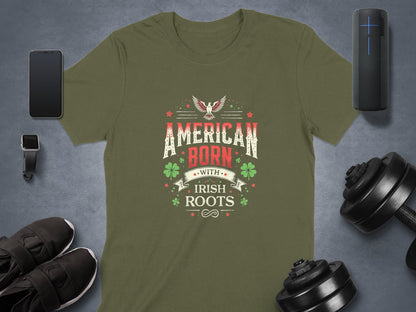 Celebrate Heritage and Pride American Born Irish Roots T-Shirt - Living Stone Gifts