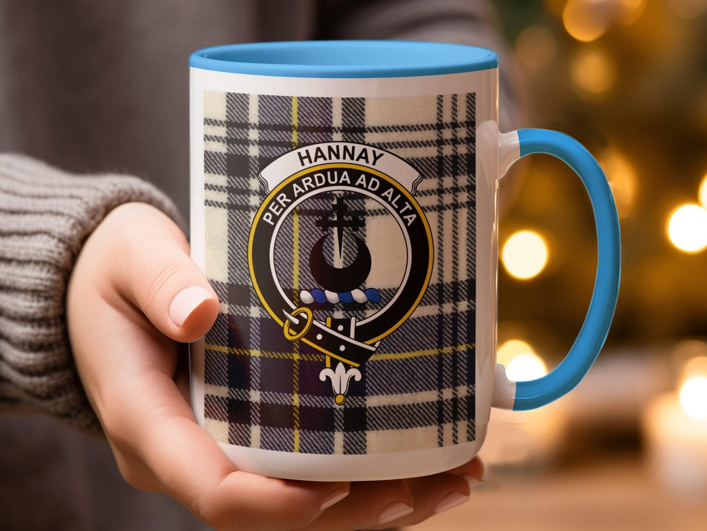 Traditional Hannay Clan Crest Tartan Plaid Coffee Mug - Living Stone Gifts