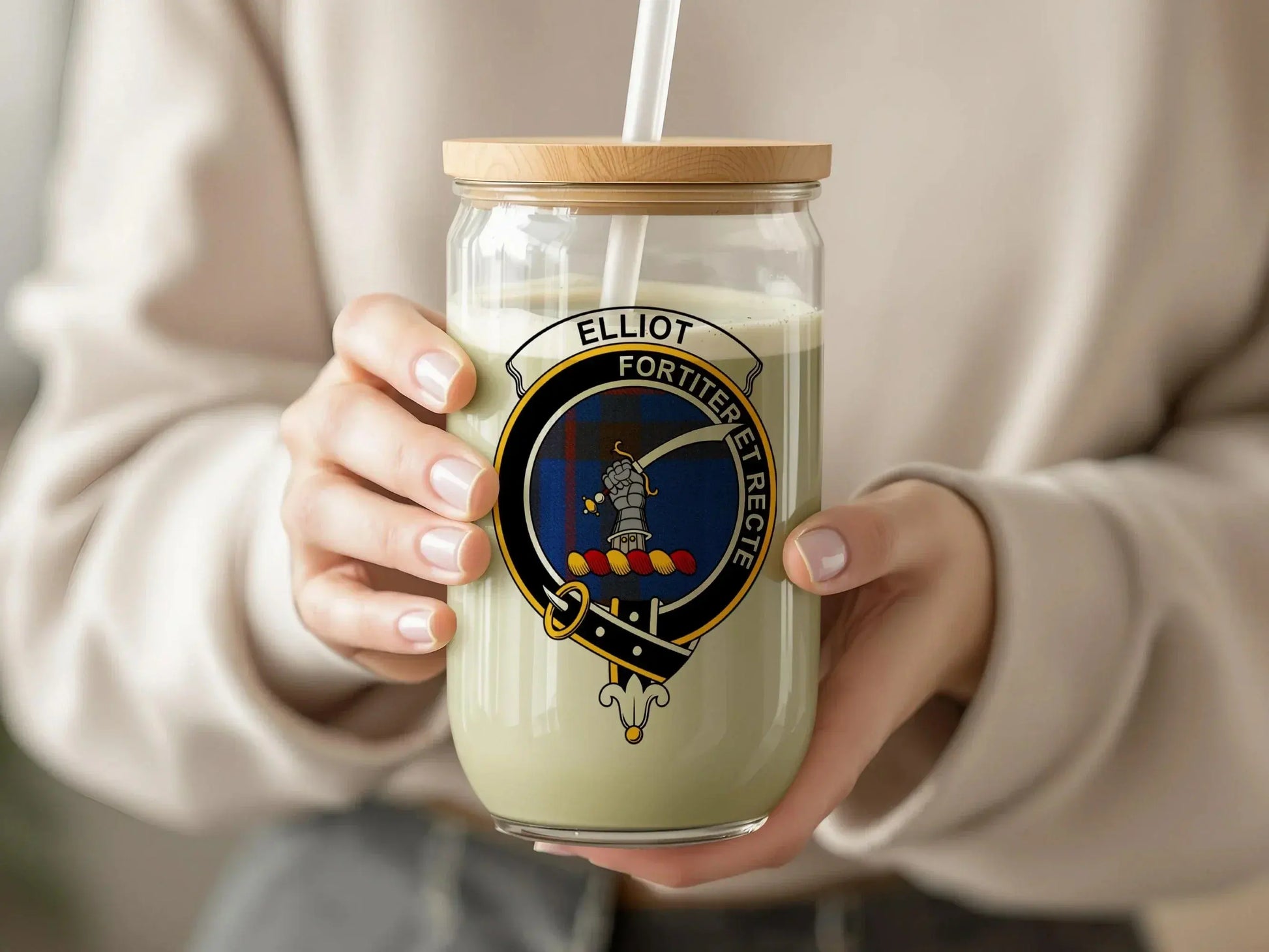 Fortiter Et Recte Emblem Personalized Glass Jar product