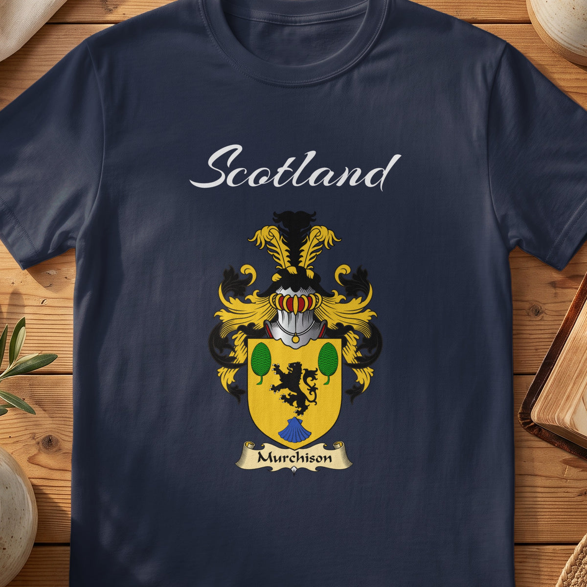 Murchison Scottish family shield T-shirt in Navy