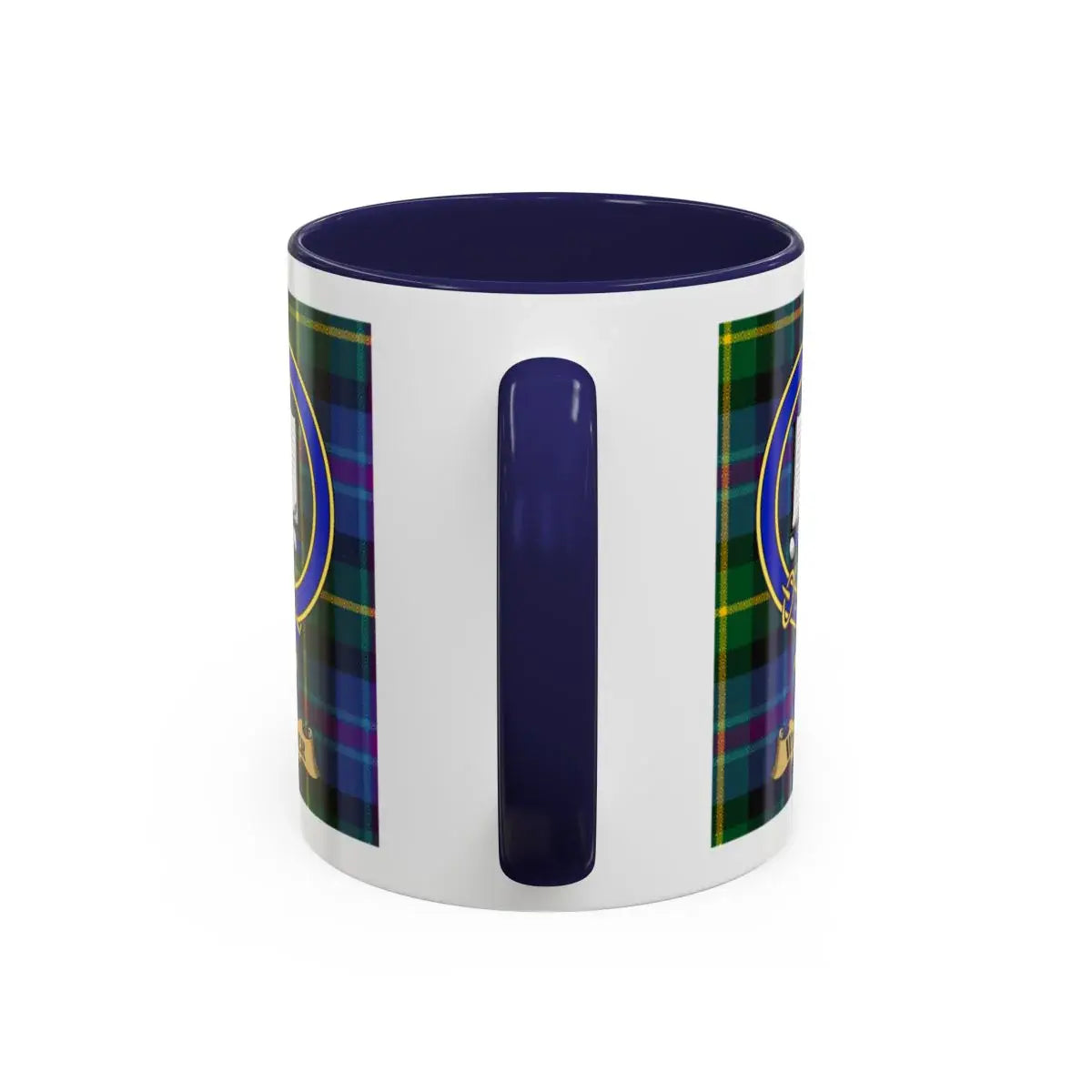 Tartan Plaid Pattern Mug with Navy Blue Interior Cup