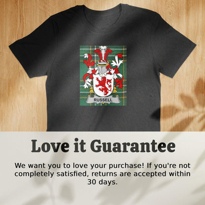 Russell Family Crest Tartan T-Shirt - Celtic Ancestry Gifts