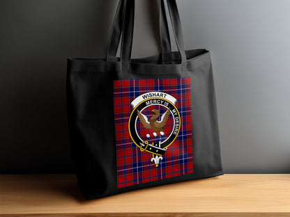 Scottish Clan Crest on Tartan Background Tote Bag - Living Stone Gifts